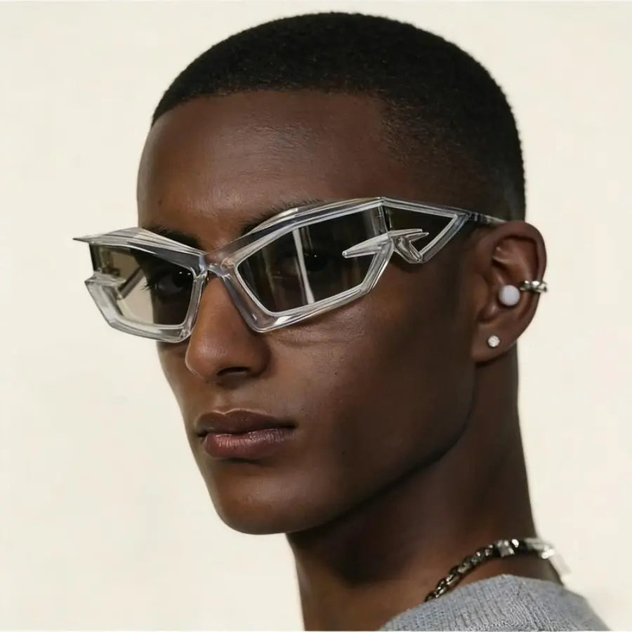 Futuristic Tech-Style Sunglasses, Y2K Street Photography and Runway Fashion Design, Unisex Statement Eyewear for Men and Women