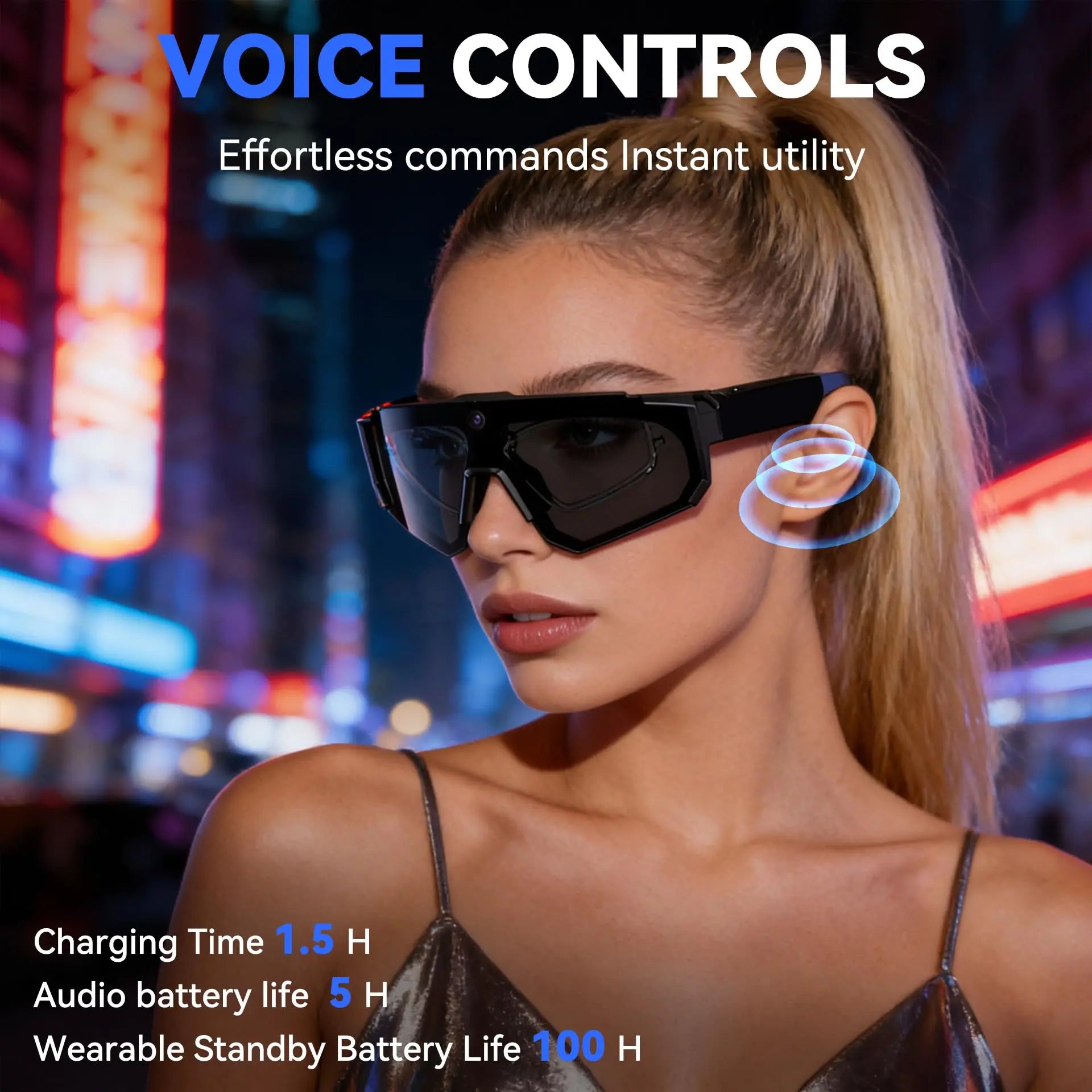 2026 AI Smart Glasses 4K Camera, Video Recording, Bluetooth Call, IP54 Voice Control & Polarized Sunglasses for Cycling, Skiing, Hiking & Outdoor Sports