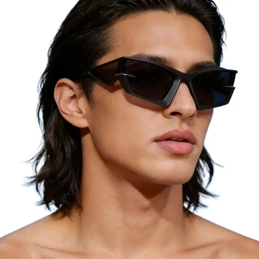 Futuristic Tech-Style Sunglasses, Y2K Street Photography and Runway Fashion Design, Unisex Statement Eyewear for Men and Women